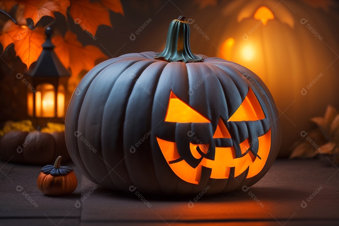 Cenário de festa de halloween tradicional. IA generativa.