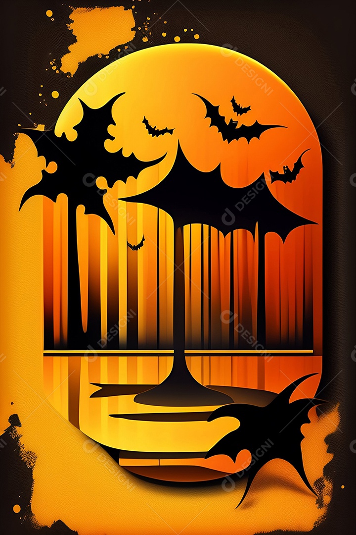 Cenário de festa de halloween tradicional. Papel de parede de Halloween com abóbora malvada.