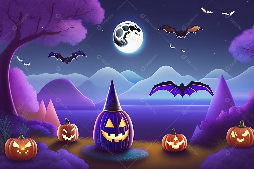 Cenário de festa de halloween tradicional. IA generativa.