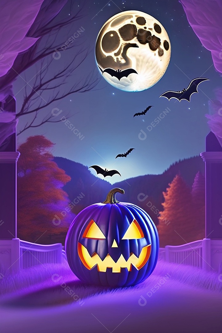 Cenário de festa de halloween tradicional. IA generativa.