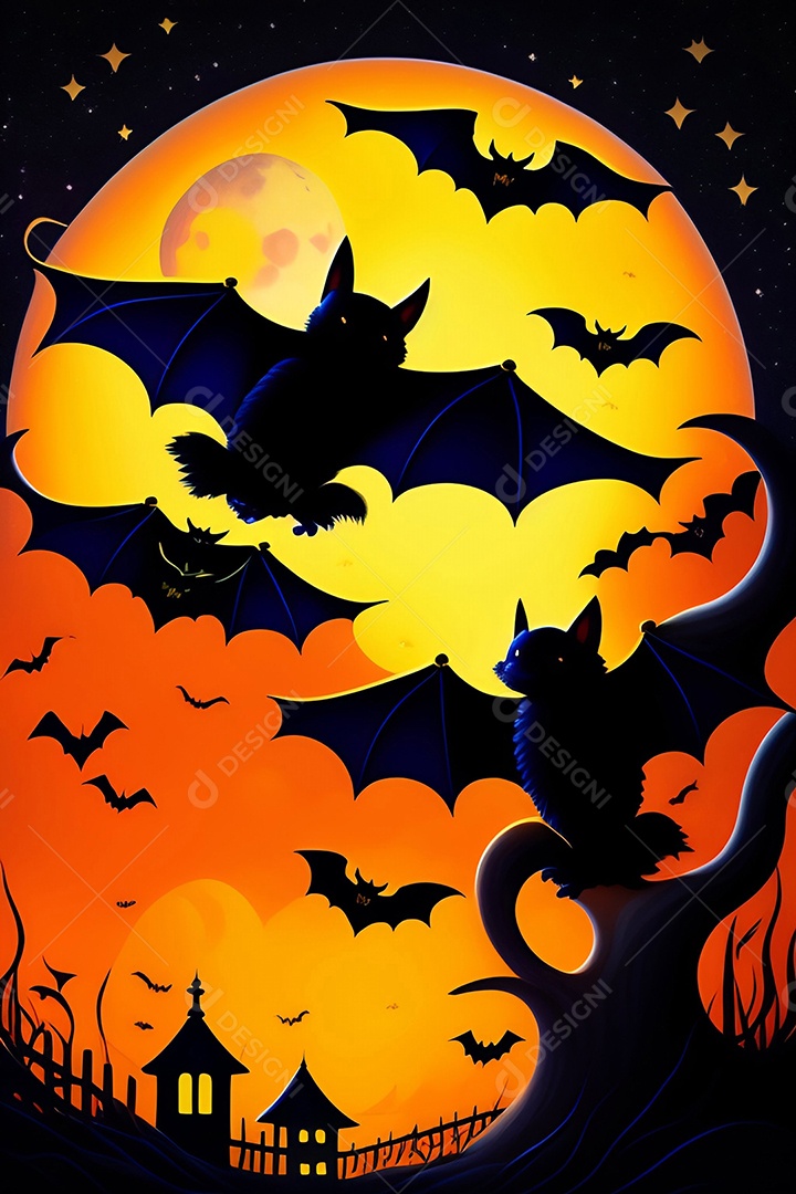 Cenário de festa de halloween tradicional. IA generativa.