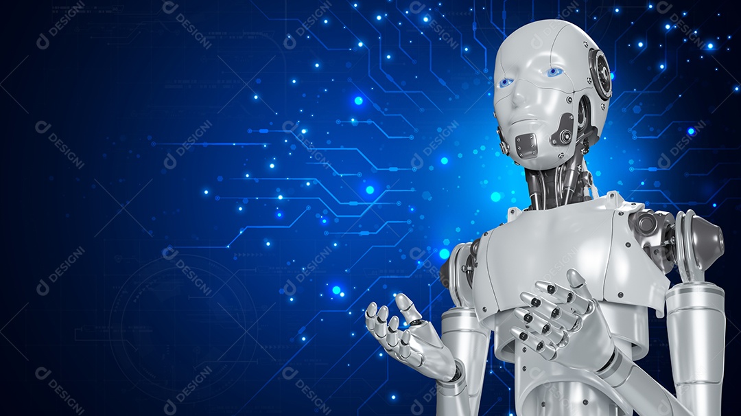 O robô é assistente para fornecer acesso ao crescimento de dados de negócios na rede online