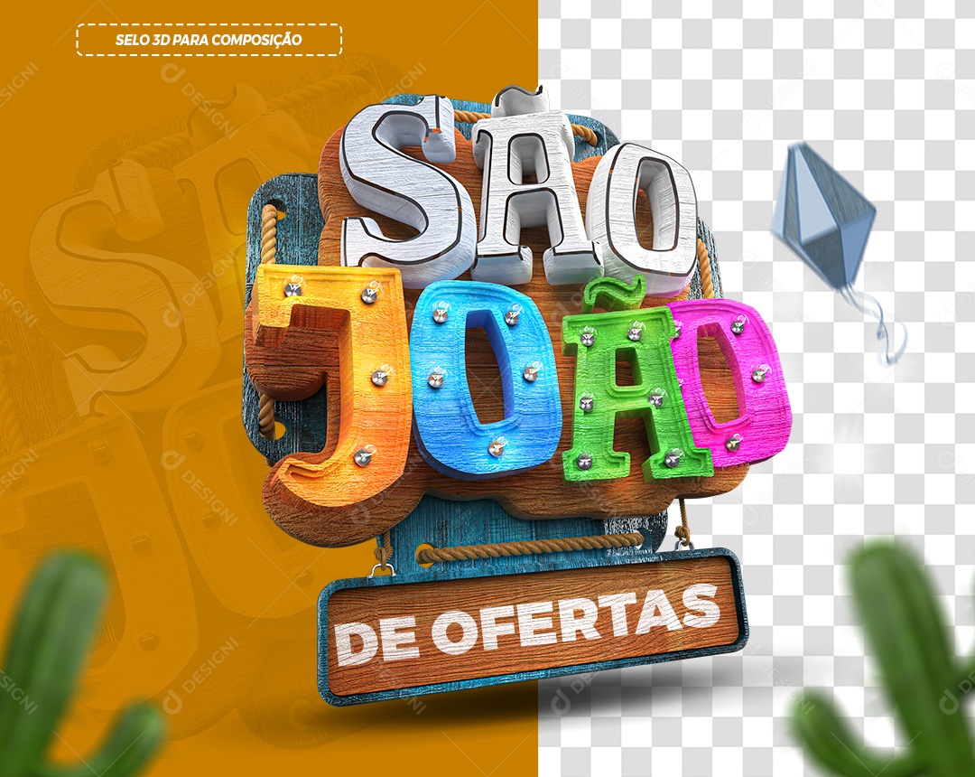 Selo 3D São João De Ofertas Para Composição PSD