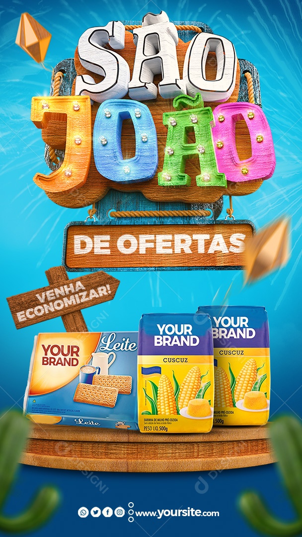 Social Media Story São João De Ofertas Supermercado PSD Editável