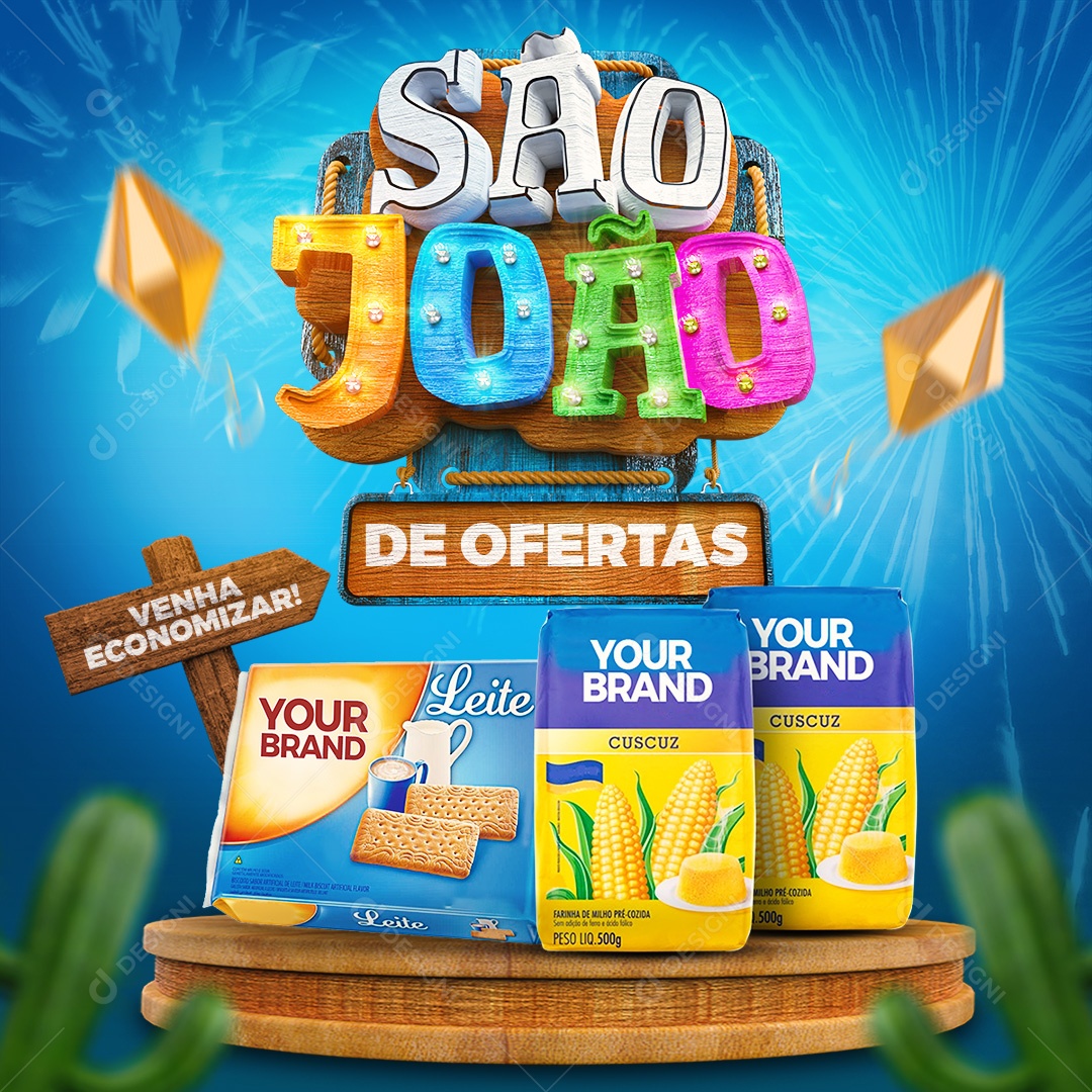 Social Media Feed São João De Ofertas Supermercado PSD Editável