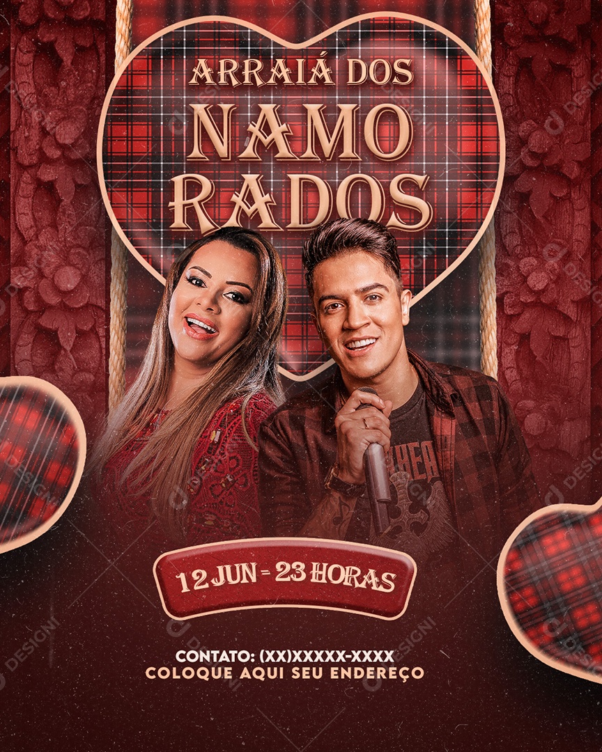 Flyer Arriaá Dia Dos Namorados Social Media PSD Editável