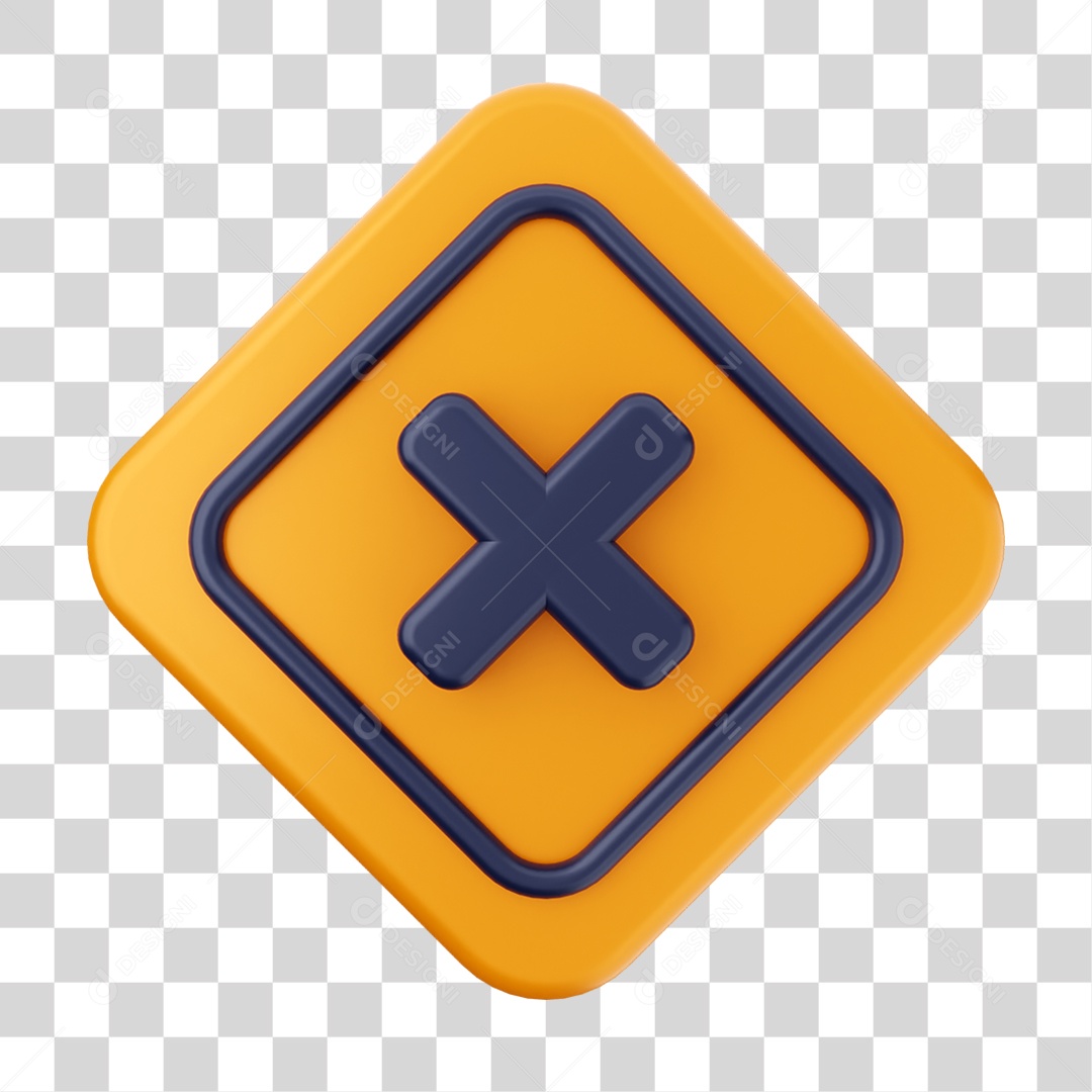 Placa de Cuidado Alerta com X PNG Transparente