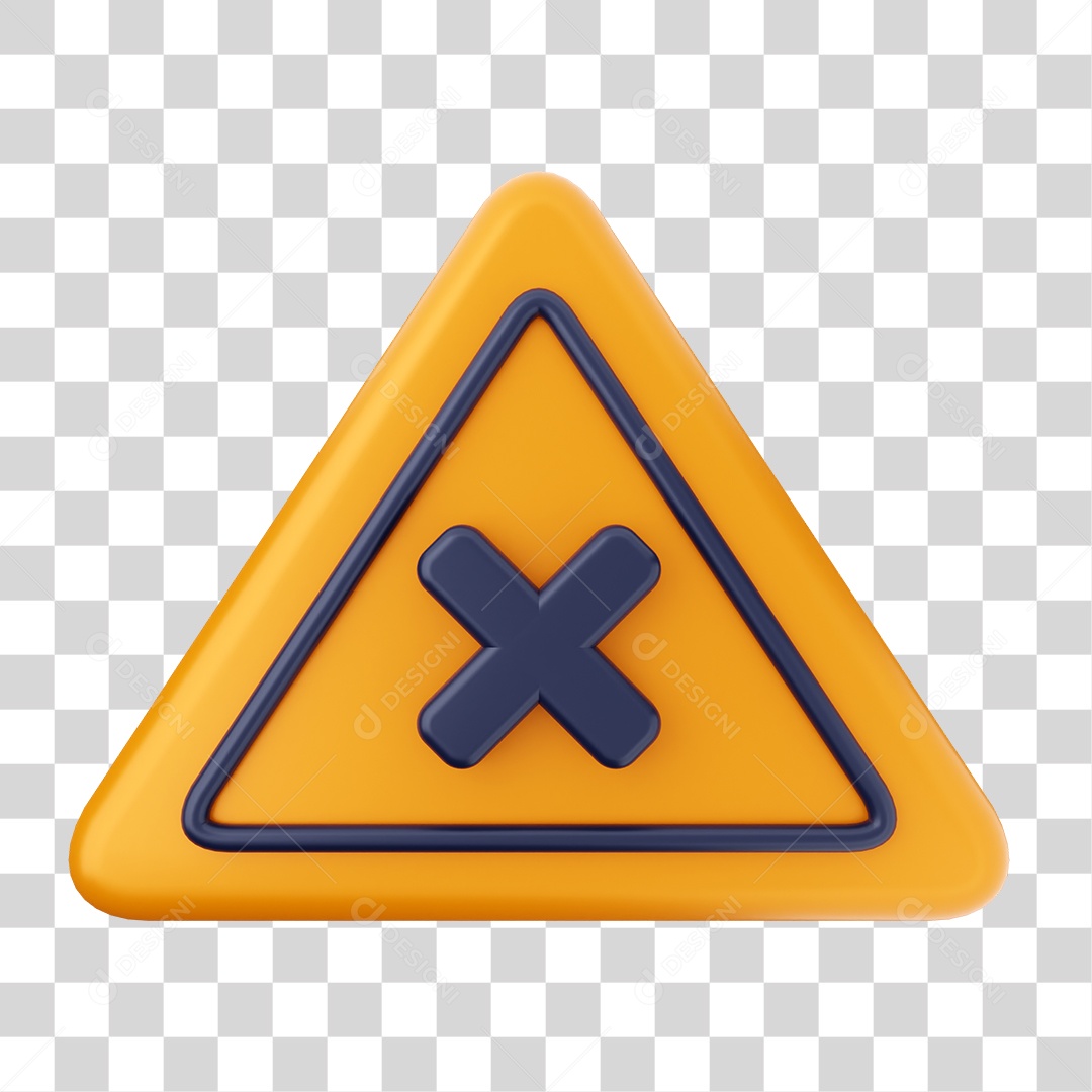 Placa de Cuidado Alerta com X PNG Transparente