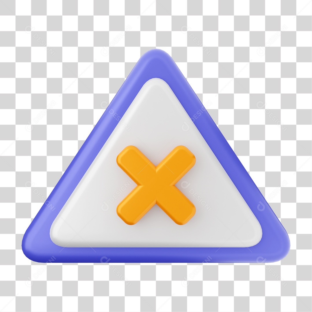 Placa de Cuidado Alerta com X PNG Transparente