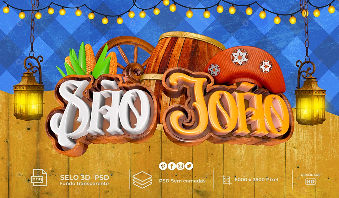 Elemento 3D São João Mesa Madeira Para Composição PSD