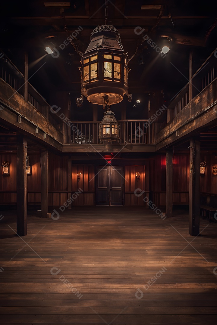 Cenário futurístico de madeira