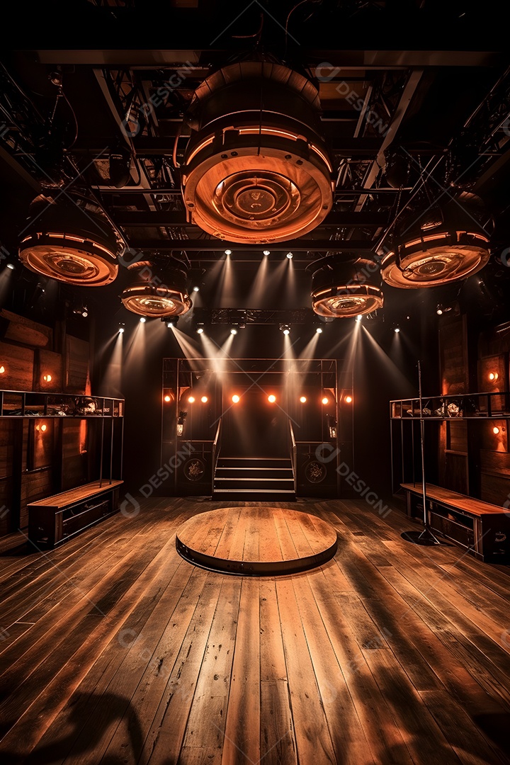 Cenário futurístico de madeira