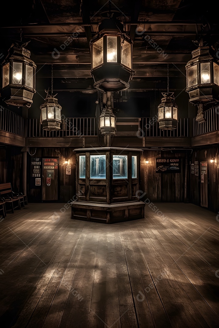 Casa de madeira cenário iluminado