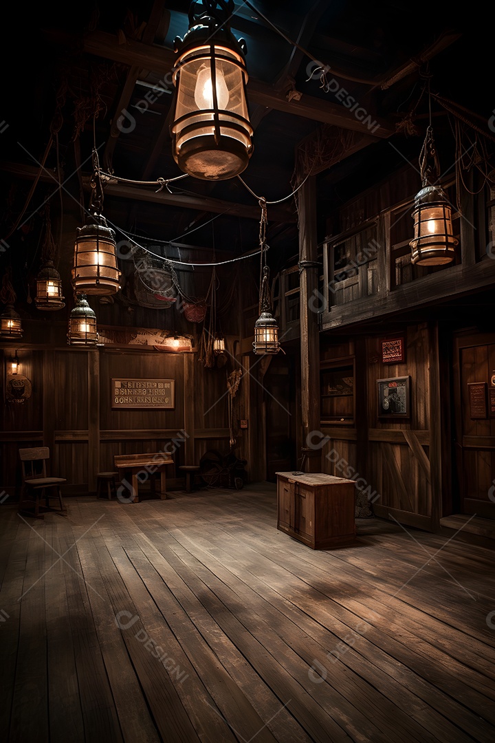 Casa de madeira cenário iluminado