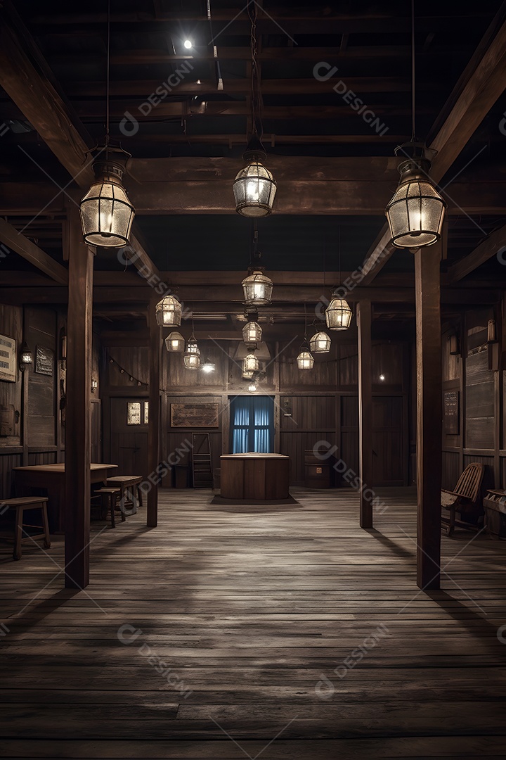 Casa de madeira cenário iluminado