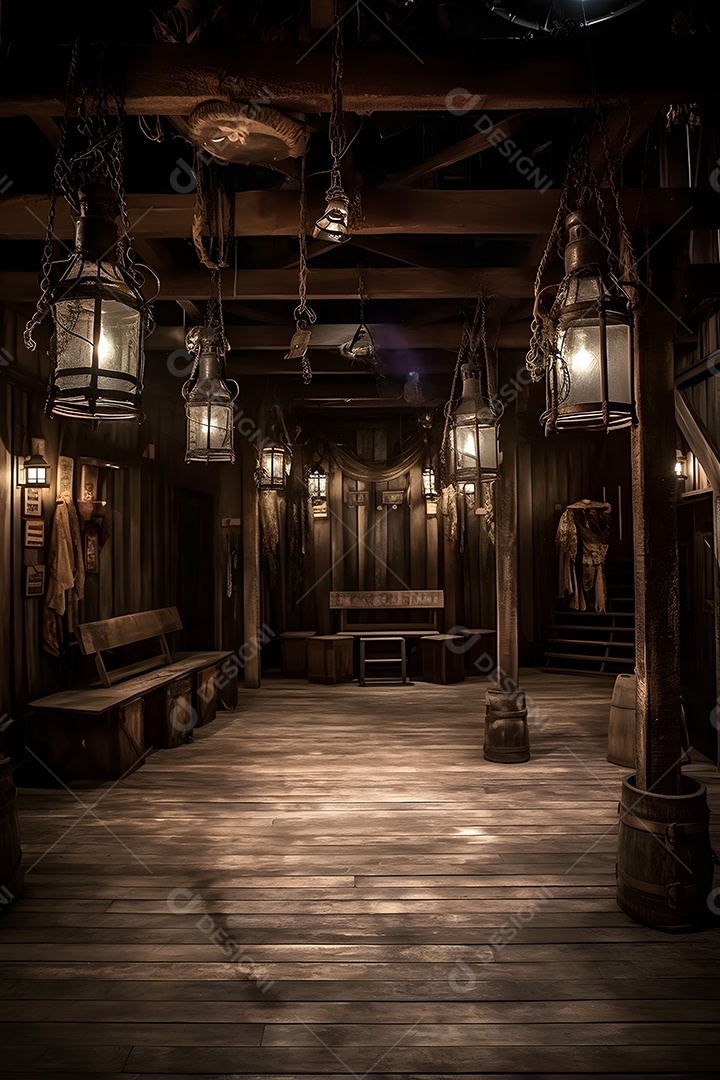 Casa de madeira cenário iluminado