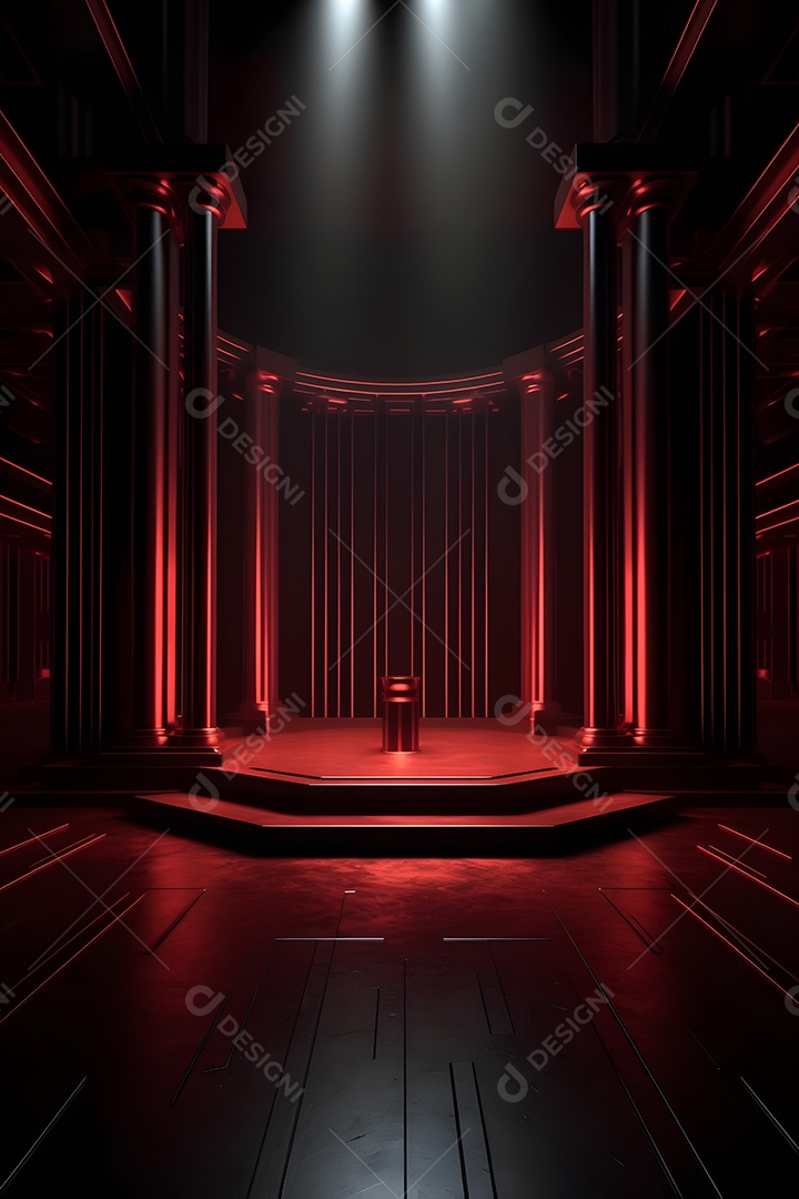 Cenário iluminado de luzes neon