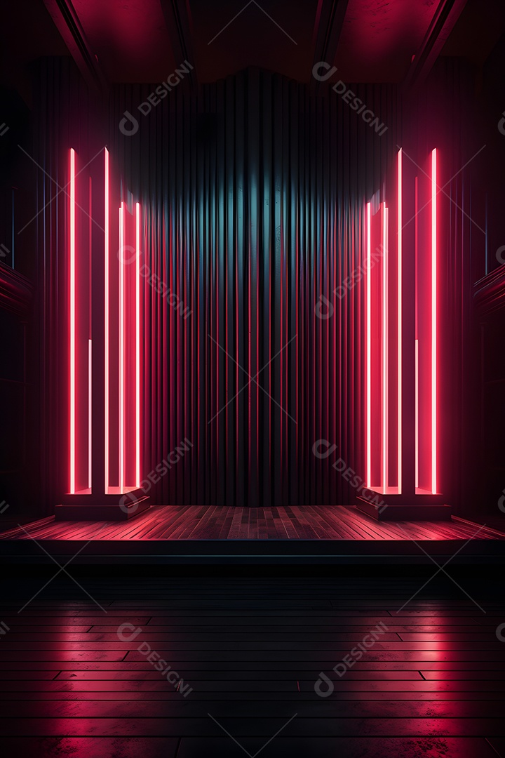 Cenário iluminado de luzes neon