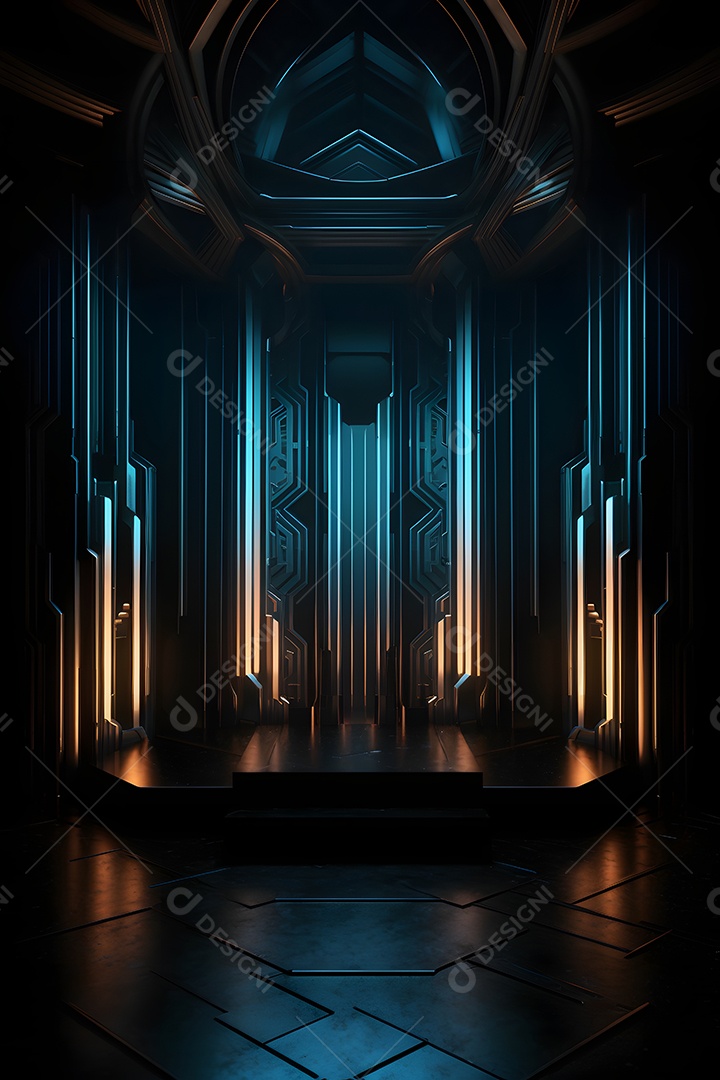 Cenário iluminado de luzes neon