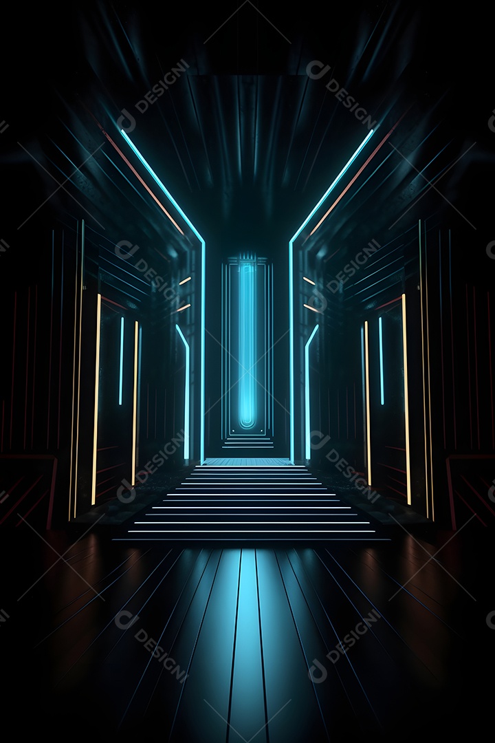 Cenário iluminado de luzes neon