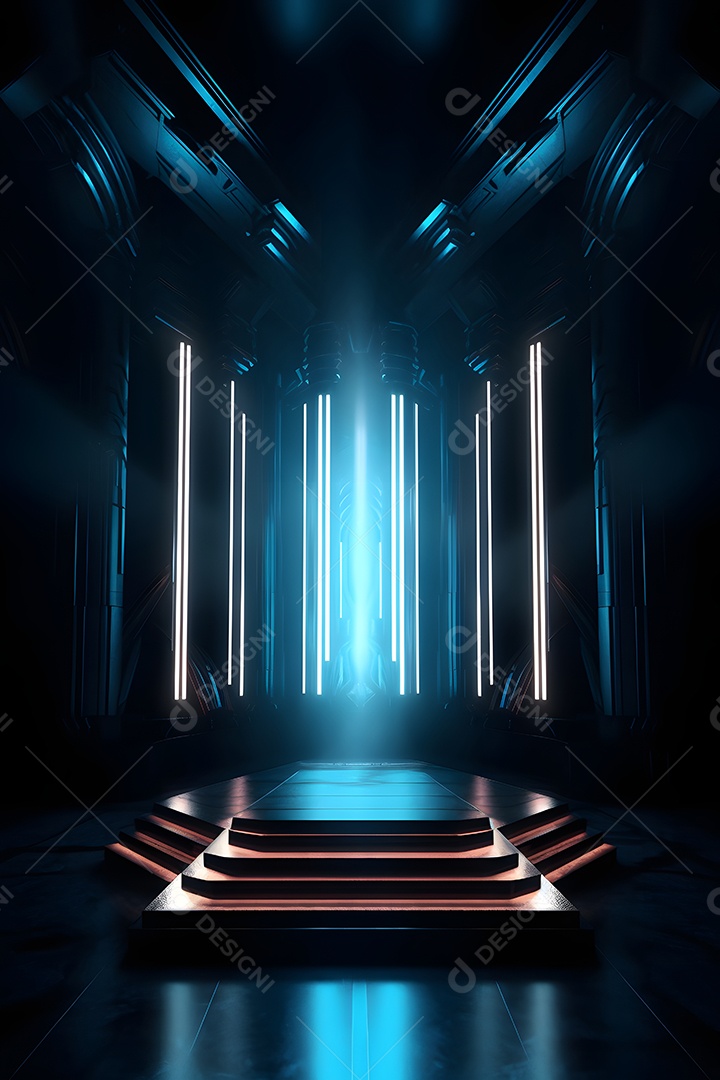 Cenário iluminado de luzes neon