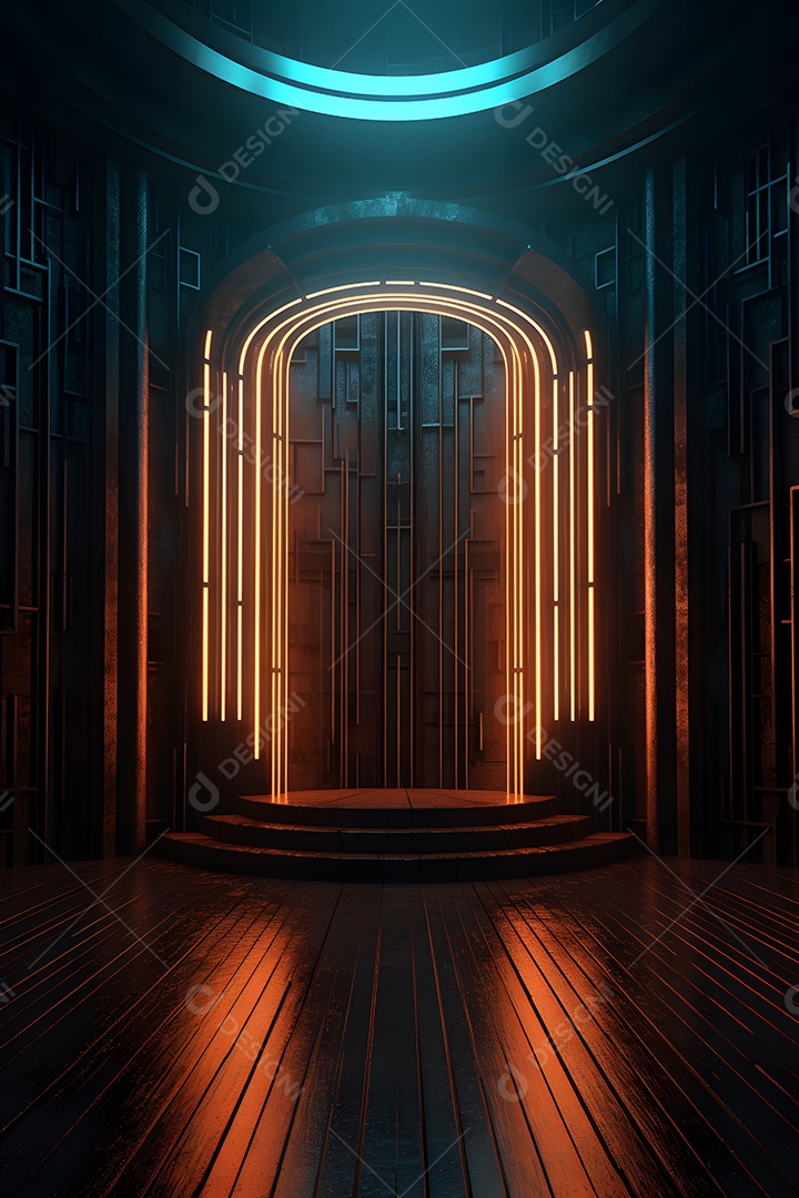 Cenário iluminado de luzes neon