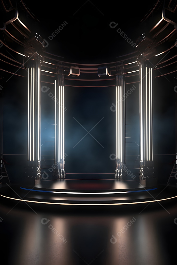 Cenário iluminado de luzes neon