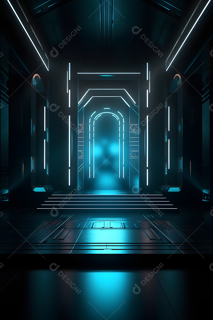 Cenário iluminado de luzes neon