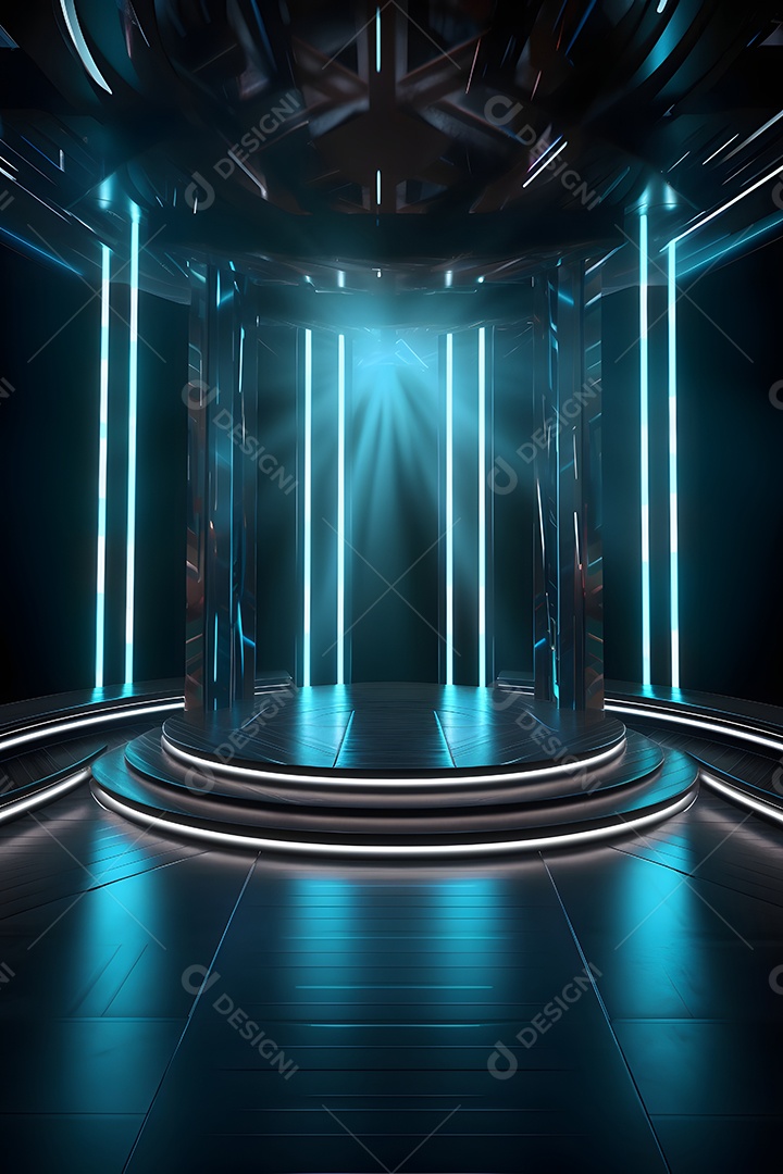 Cenário iluminado de luzes neon