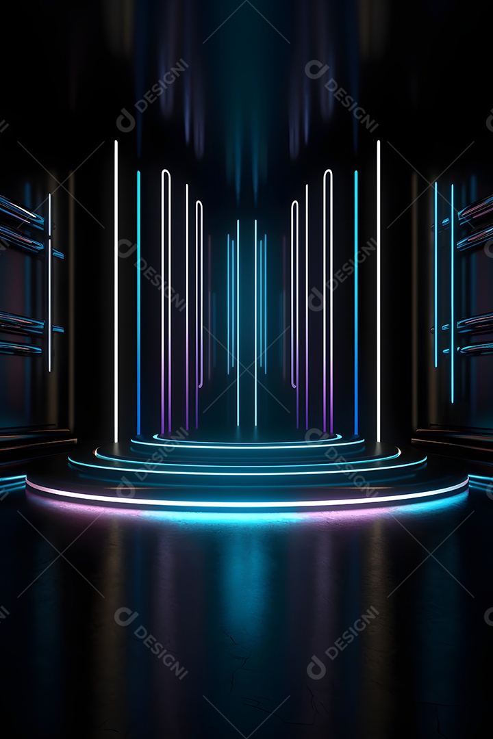 Cenário iluminado de luzes neon