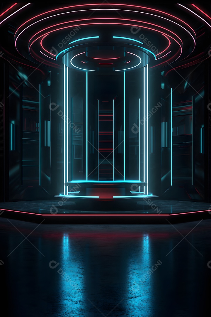 Cenário iluminado de luzes neon