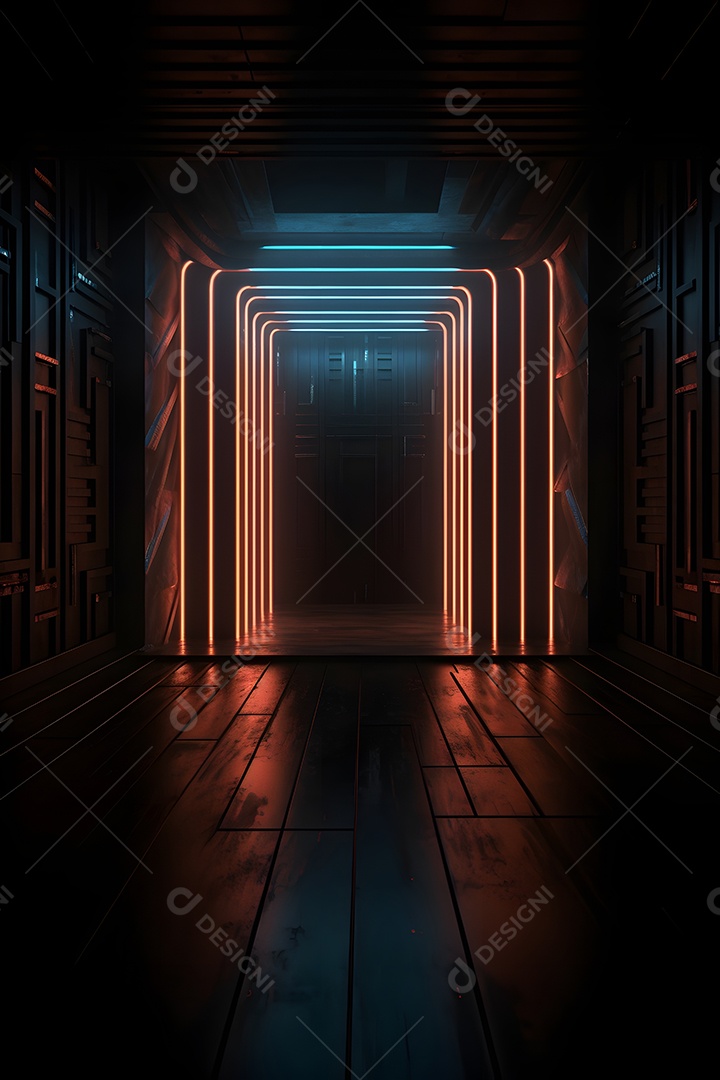 Cenário iluminado de luzes neon