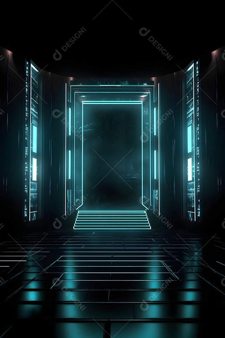 Cenário iluminado de luzes neon