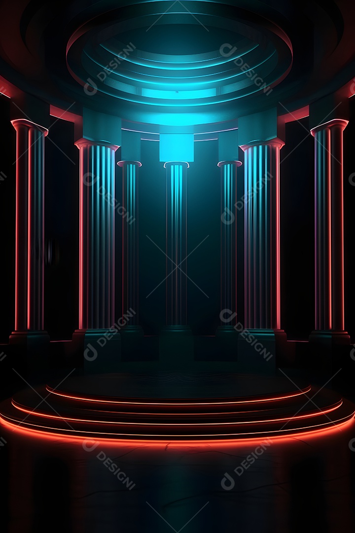 Cenário iluminado de luzes neon