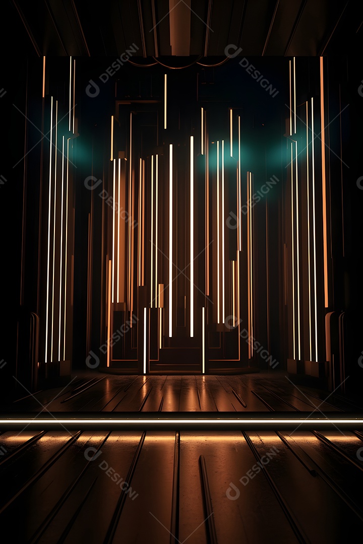 Cenário futurístico com luzes neon