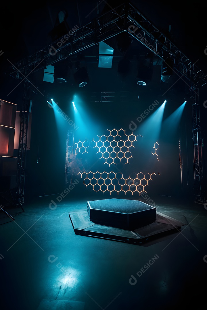 Cenário futurístico com luzes neon