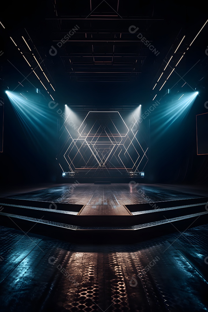 Cenário futurístico com luzes neon