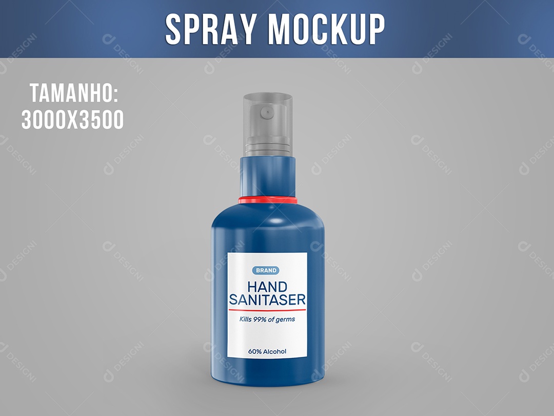 Spray Mockup Embalagem Plástico Frasco Limpeza Rótulo Álcool PSD Editável