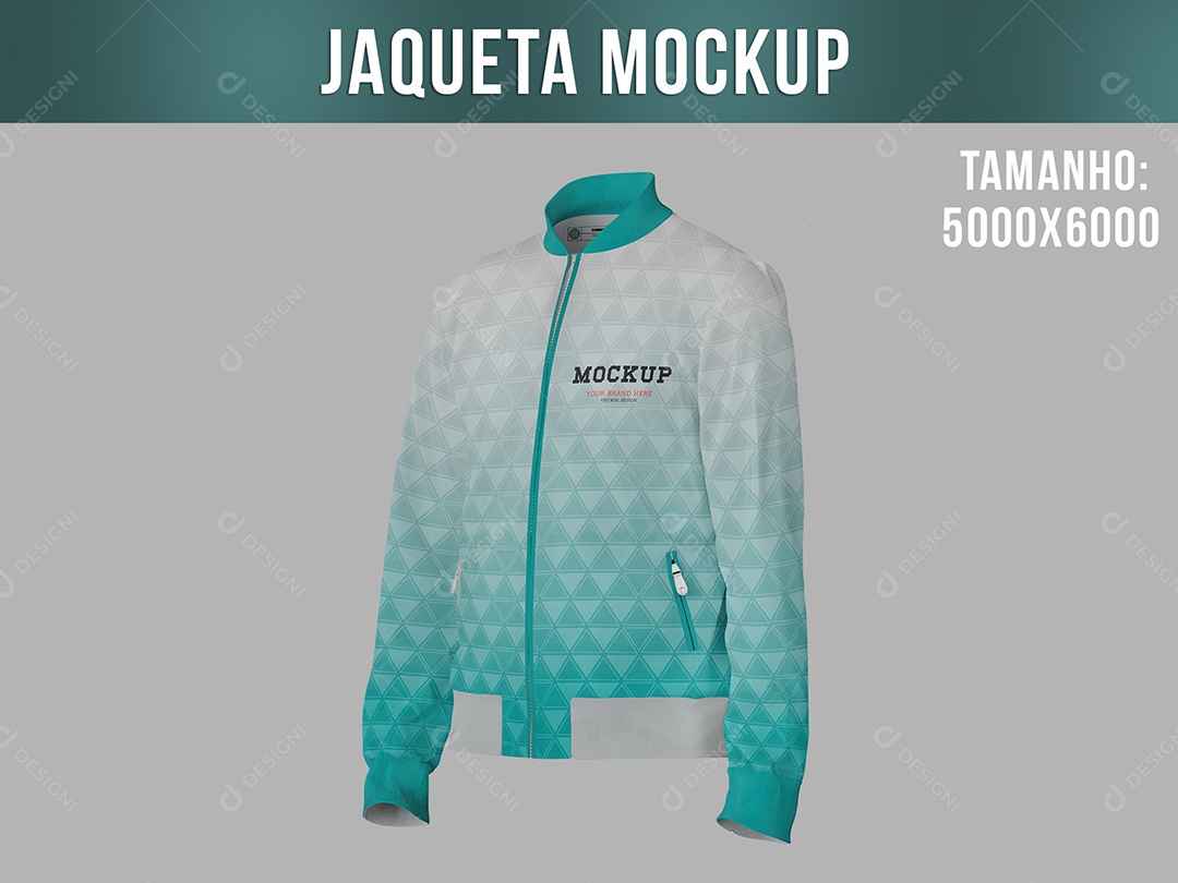 Jaqueta Mockup Manga Longa Vista Lateral PSD Editável