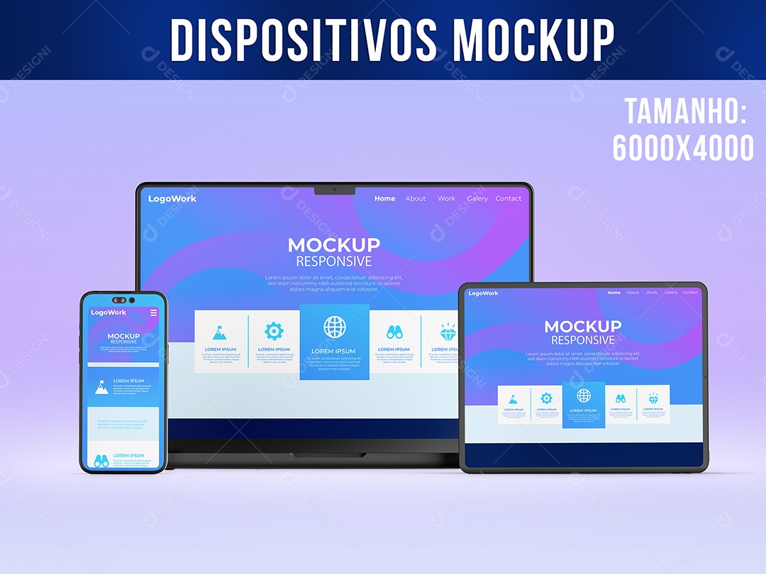 Mockup Notebook Celular Tablet Tecnologia PSD Editável