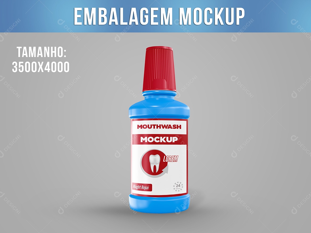 Mockup Embalagem Frasco Enxaguante Bucal PSD  Editável