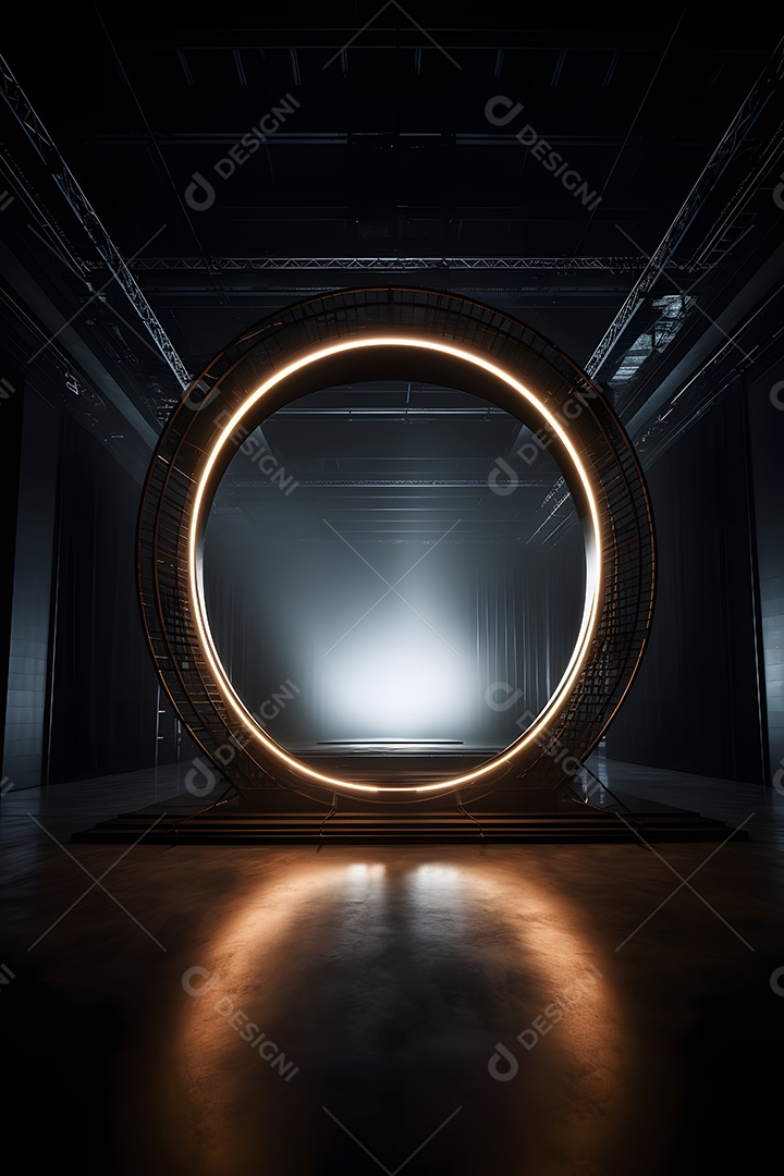 Cenário palco futurístico com luzes neon