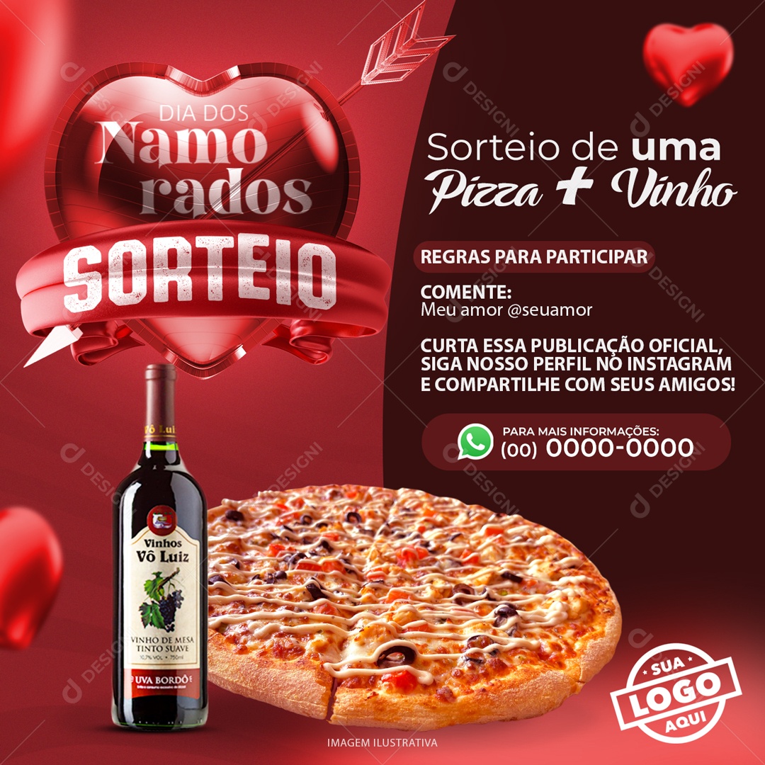 Dia Dos Namorados Sorteio 12 de Junho Social Media PSD Editável