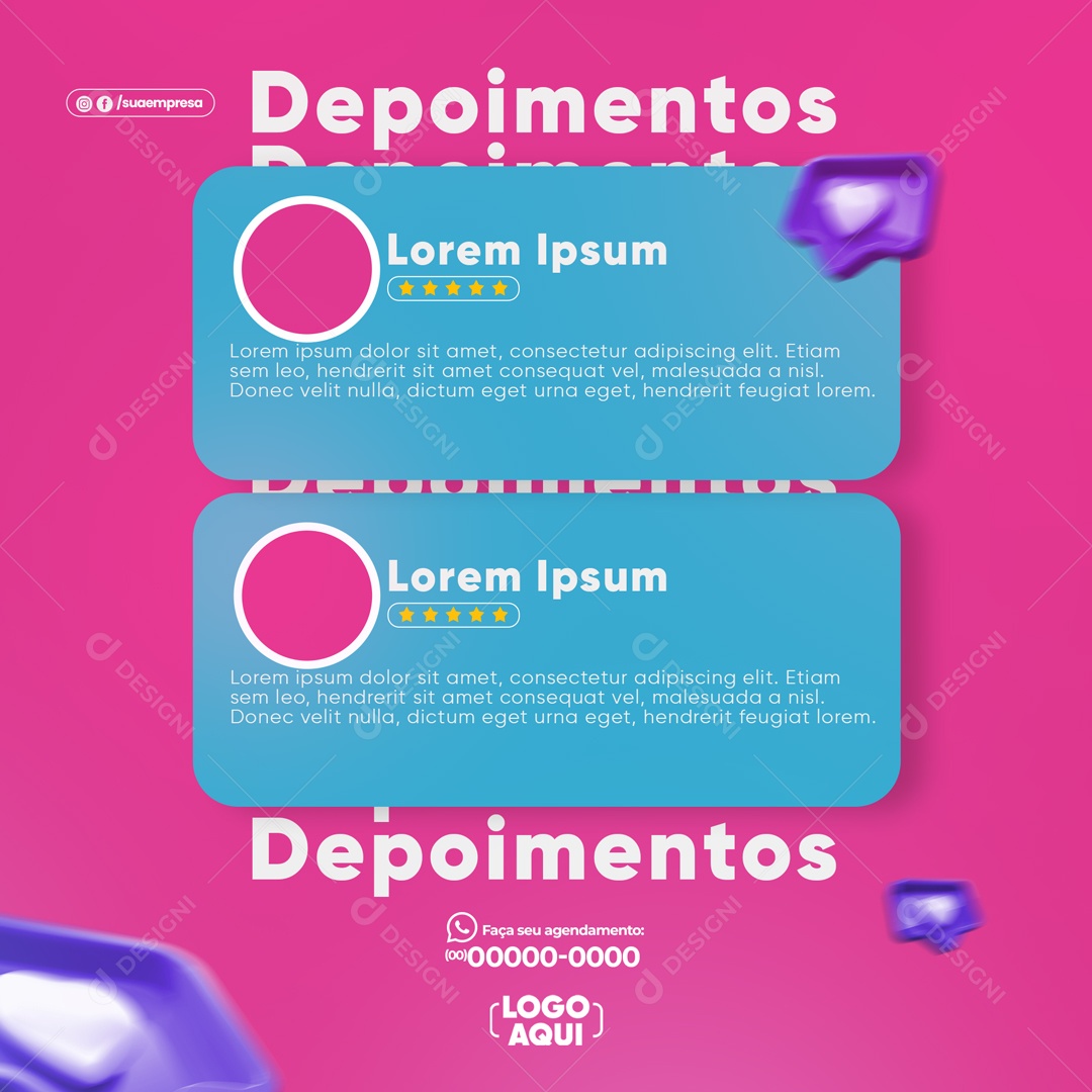 Depoimentos Social Media PSD Editável