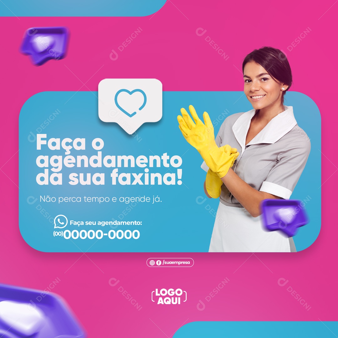 Faça O Agendamento Da Sua Faxina Não Perca Tempo Social Media PSD Editável