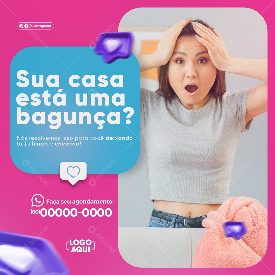 Social Media Sua Casa Está Uma Bagunça Nós Resolvemos PSD Editável