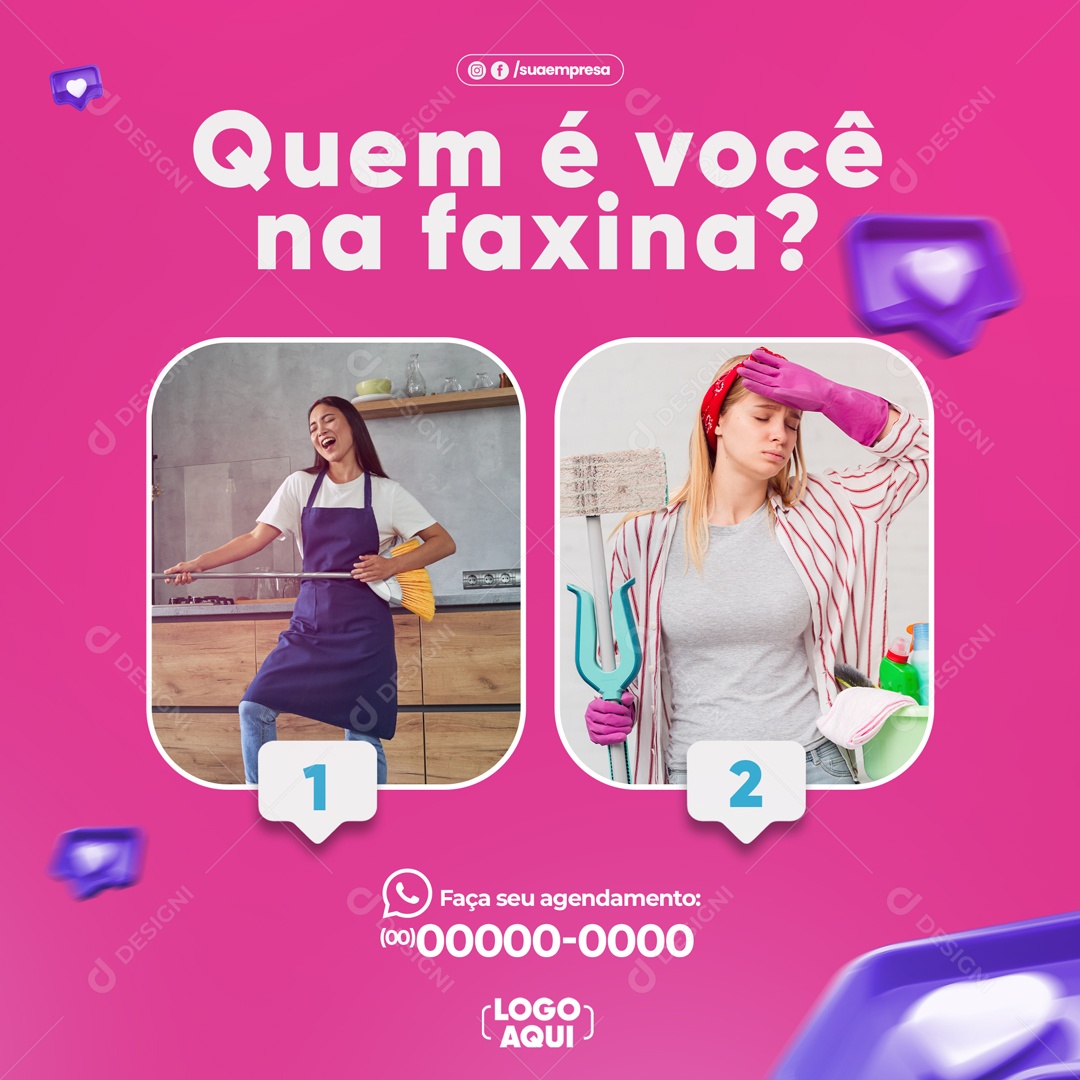 Quem é Você Na Faxina Social Media PSD Editável