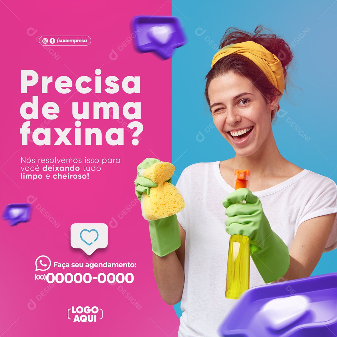 Social Media Precisa De Uma Faxina Resolvemos Isso Para Você PSD Editável