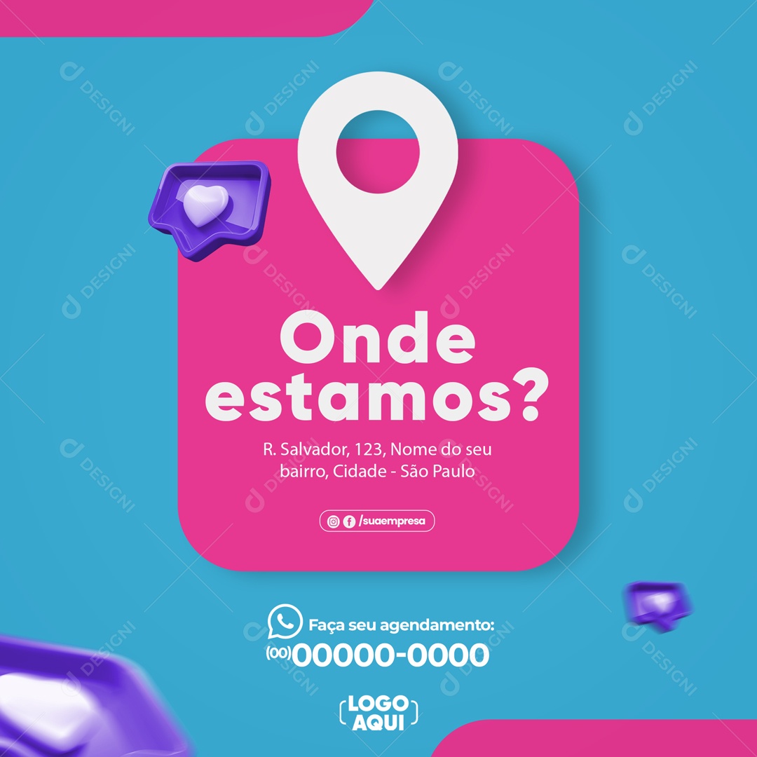 Social Media Onde Estamos Localização PSD Editável