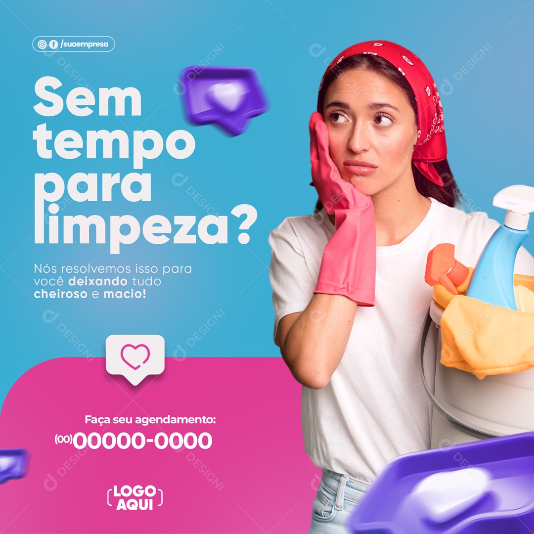 Sem Tempo Para Limpeza Deixando Tudo Cheiroso Social Media PSD Editável